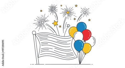 Colorful balloons tied together rising.