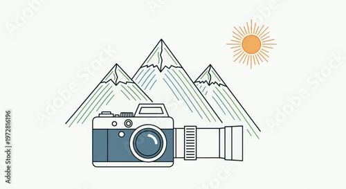 Camera with lens photography equipment.