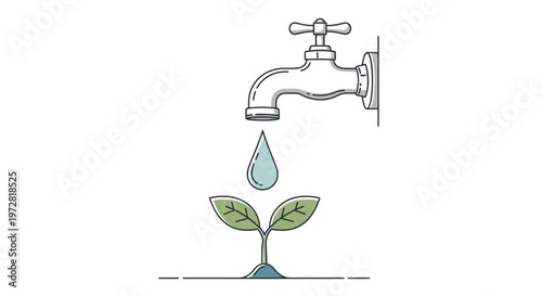 Water Drop Falling On Green Seedling.