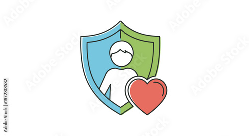 Person with heart and shield protection.