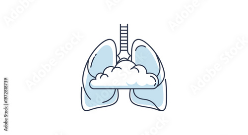 Lungs with smoke inside human body.