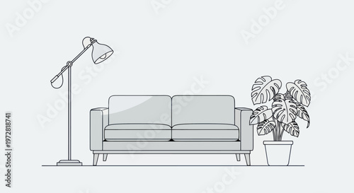 Modern Sofa with Floor Lamp Furniture.