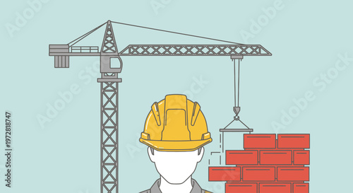 Man wearing yellow construction hard hat.