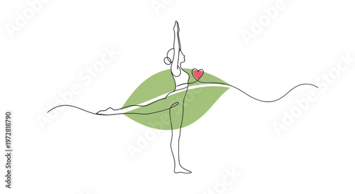 Woman doing yoga with red flower.