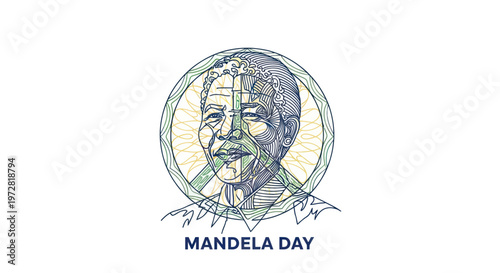 Nelson Mandela portrait illustration drawing.
