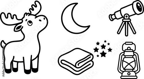Moose moon telescope blanket stars and lantern set