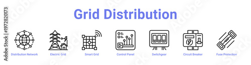 Grid Distribution web icons in banners and collections