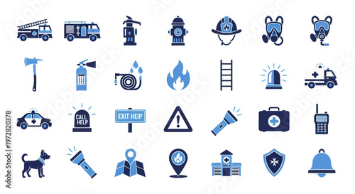 Emergency and Public Safety Services Icons Collection