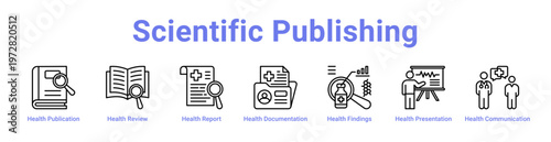 Scientific Publishing web icons in banners and collections