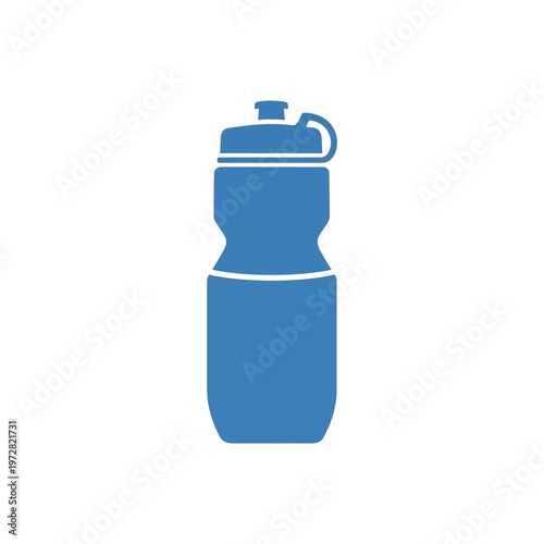 A simple, isolated blue illustration of a sports water bottle on a white background, perfect for fitness and hydration themes