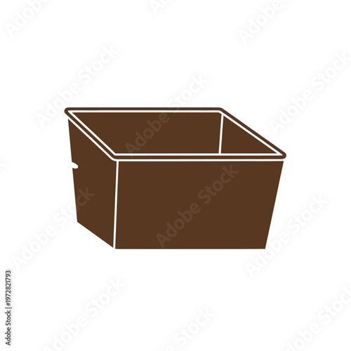 A Simple Brown Rectangular Container with Angular Edges, A Basic Cuboid Box