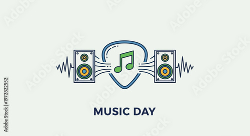 Music note in headphones logo.