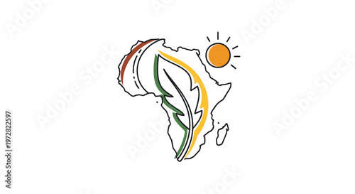 Africa continent map with leaf.