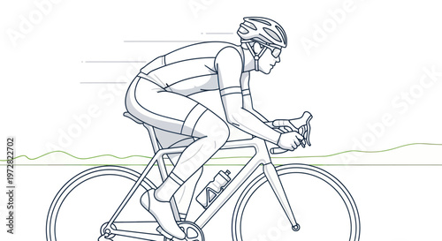 Man Riding a Racing Bicycle Outdoors.
