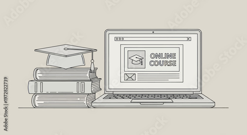 Online Course Education Graduation Laptop.