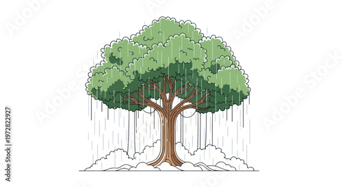 Tree with green leaves standing tall.