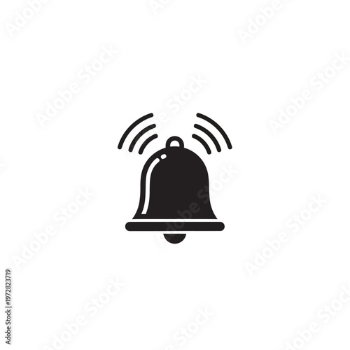 A bold graphic illustration of a ringing bell, symbolizing alerts and notifications, with sound waves emanating outwards