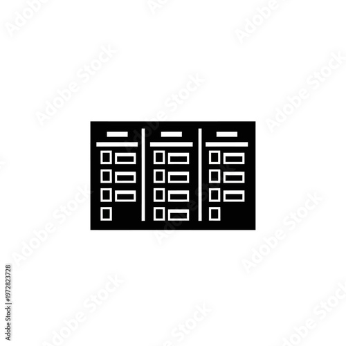 Minimalist project management board icon for visualizing tasks and workflow stages in a business context, perfect for digital interfaces and planning tools