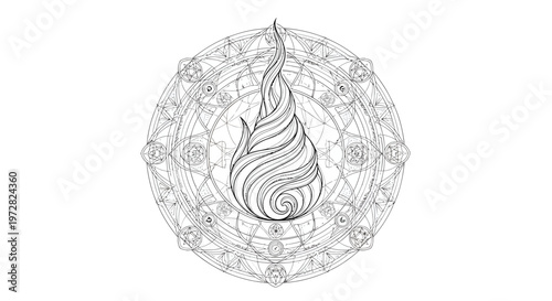 Abstract divine energy flame sacred spiritual symbol illustration