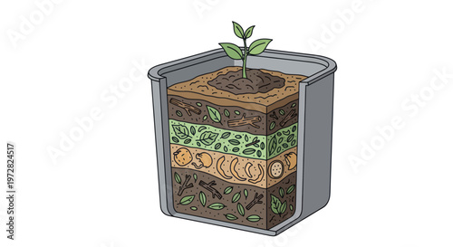 Plant Growing in Soil Layers.