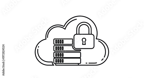 Cloud computing data security and protection concept illustration.