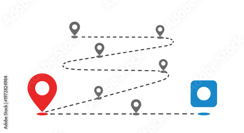 Navigation route path with location pins.
