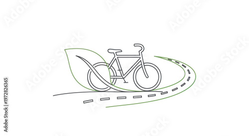 Bicycle Riding On A Winding Road.