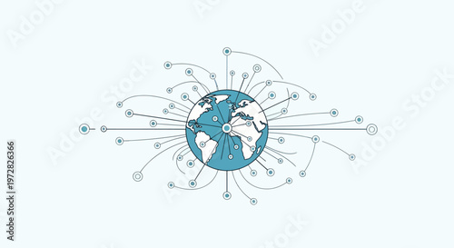 Earth Globe with Lines and Connections.