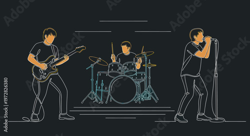 Three musicians performing on stage together.