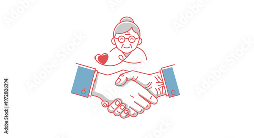 Handshake with a nurse and patient.