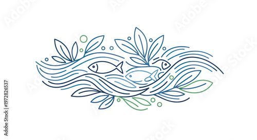 Two Fish Swimming Together Sideways.