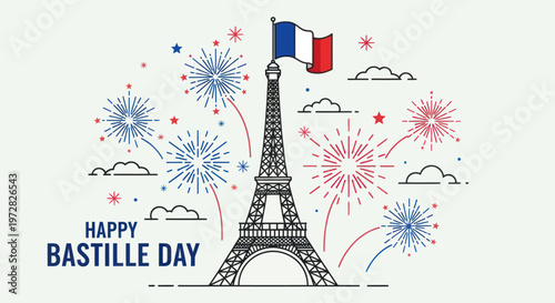 Eiffel Tower with French Flag.