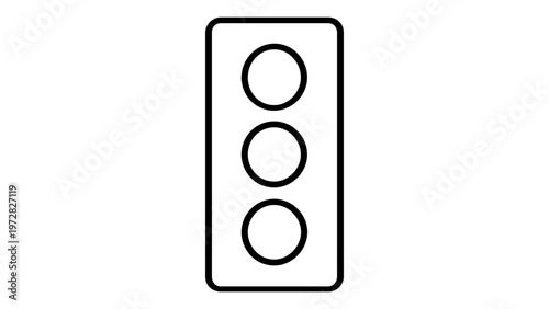 Minimalist Traffic Light Vector Icon Illustration for Road Safety and Transportation Design, Featuring a Simple Line Art Style for Urban Traffic Control, Driving Signal, and City Navigation.