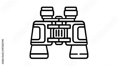 Minimalist Binoculars Line Icon Vector Illustration, Scalable Flat Outline Design for Travel, Exploration, Bird Watching, and Discovery, AI-Generated Graphic for Web, Mobile Apps, and Print Media