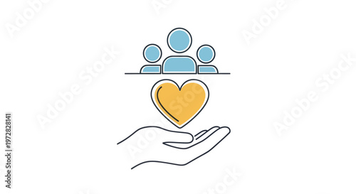 Community support and care represented by hand and heart icon