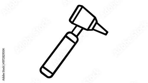 Professional medical otoscope line icon illustration for ear examination and diagnostic health checks. Minimalist flat vector graphic for healthcare apps, clinics, and doctor websites.