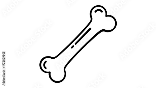 Minimalist bone vector icon illustration, clean black line art design for medical, healthcare, anatomy, orthopedic, or pet care projects. AI-generated flat scalable graphic on white background.