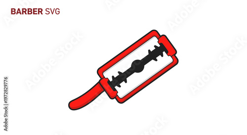 Barber Straight Razor Blade Icon, Sharp Cutting Tool, Vintage Shaving Equipment