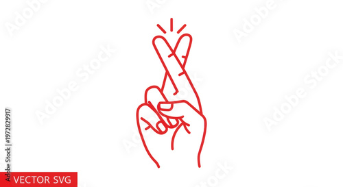 Fingers Crossed Icon - Good Luck Symbol, Hope, Superstition, Vector Illustration