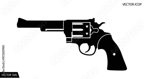 Silhouette of a Revolver Handgun, Vector Icon