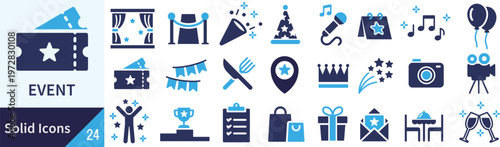 ベクターのイベントに関するシルエットアイコンセット
