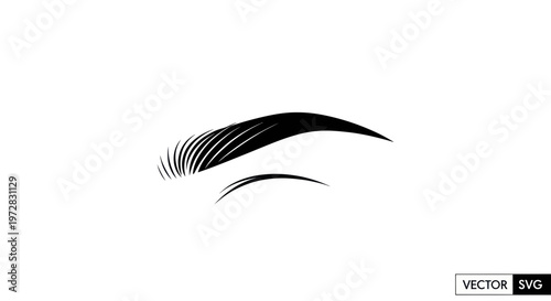 Stylized Black Eyebrow and Eyelash on White Background