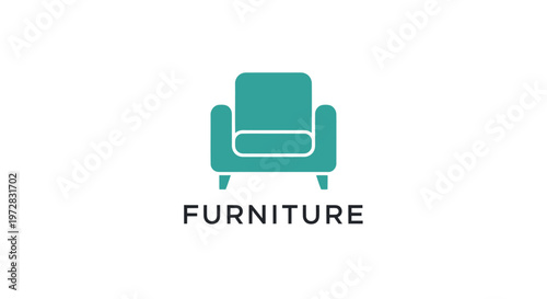Modern teal furniture logo icon featuring an armchair for interior design branding