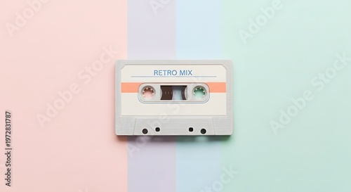 cassette tape with pastel background, retro music concept, minimal aesthetic