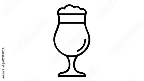 Scalable vector illustration of a beer glass line icon with foam, featuring a minimalist flat design suitable for craft brewery branding, pub menus, bar signage, and alcoholic beverage apps.