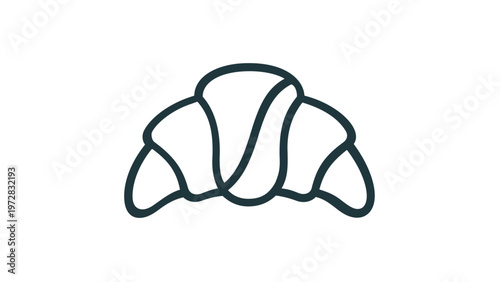Minimalist croissant line icon vector illustration. Scalable flat design of a flaky French pastry, crescent roll, or breakfast bread. Perfect for bakery menus, cafe branding, and food apps.