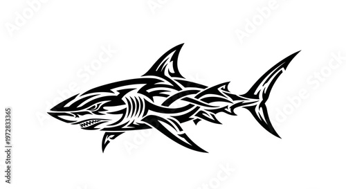 Tribal Shark Tattoo Design Vector Illustration