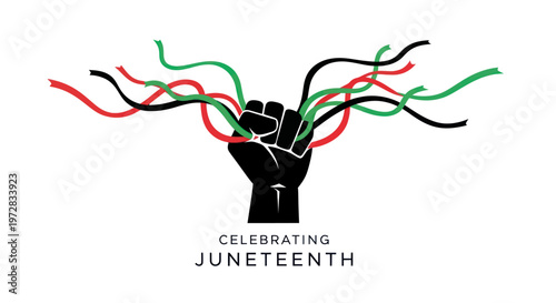 Juneteenth Celebration: Fist with Pan-African ribbons