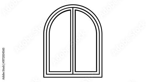 Minimalist Arched Wardrobe Line Icon Vector Illustration, Simple Black and White Furniture Design for Interior Decor, Storage, and Home Organization Concepts, Scalable AI-generated Graphic.