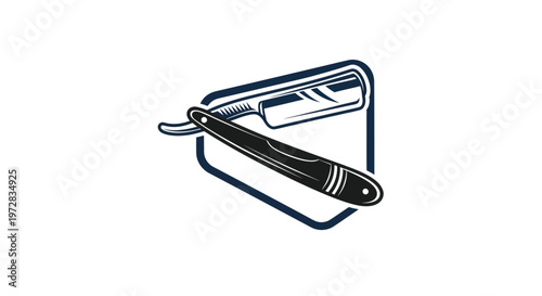 Vintage Straight Razor Logo Icon - Barber Shop Classic Tool